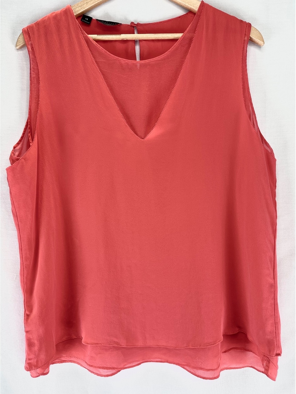 Carlisle Collection Size 14 Coral Layered Sleeveless Blouse